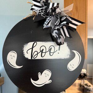 Reversible Halloween/Fall Wood Round Sign 12" diameter